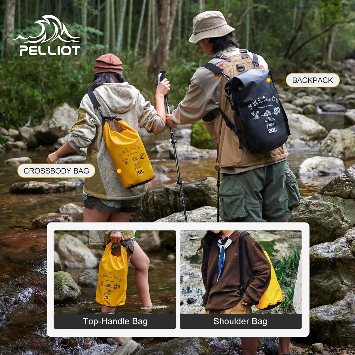 10L Dry Bag Backpack Waterproof Roll Top Lightweight Storage Backpack Bag Adjustable Portable Dry Sack for Kayaking Boating Camping & Hiking Khaki