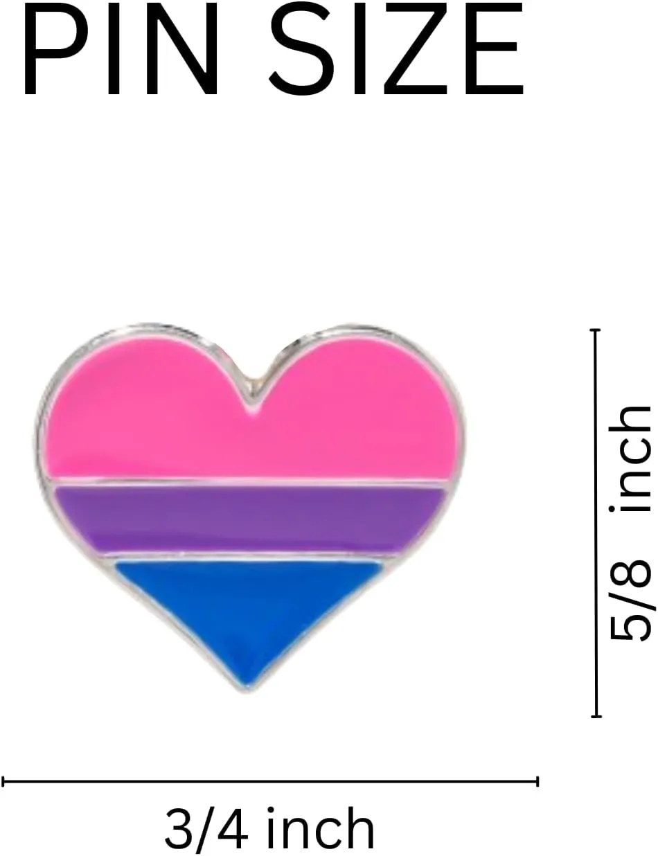 1/2/5/10/25/50pcs Bisexual Pride Flag Pin, Heart Pin - Bi-Pride Lapel Pins for PRIDE Month Parades & Other LGBTQ Pride Events