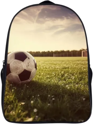 16 Inch Backpack Soccer Ball on A Field Laptop Backpack Lightweight Full Print Travel Bag Casual Daypack for Women Men