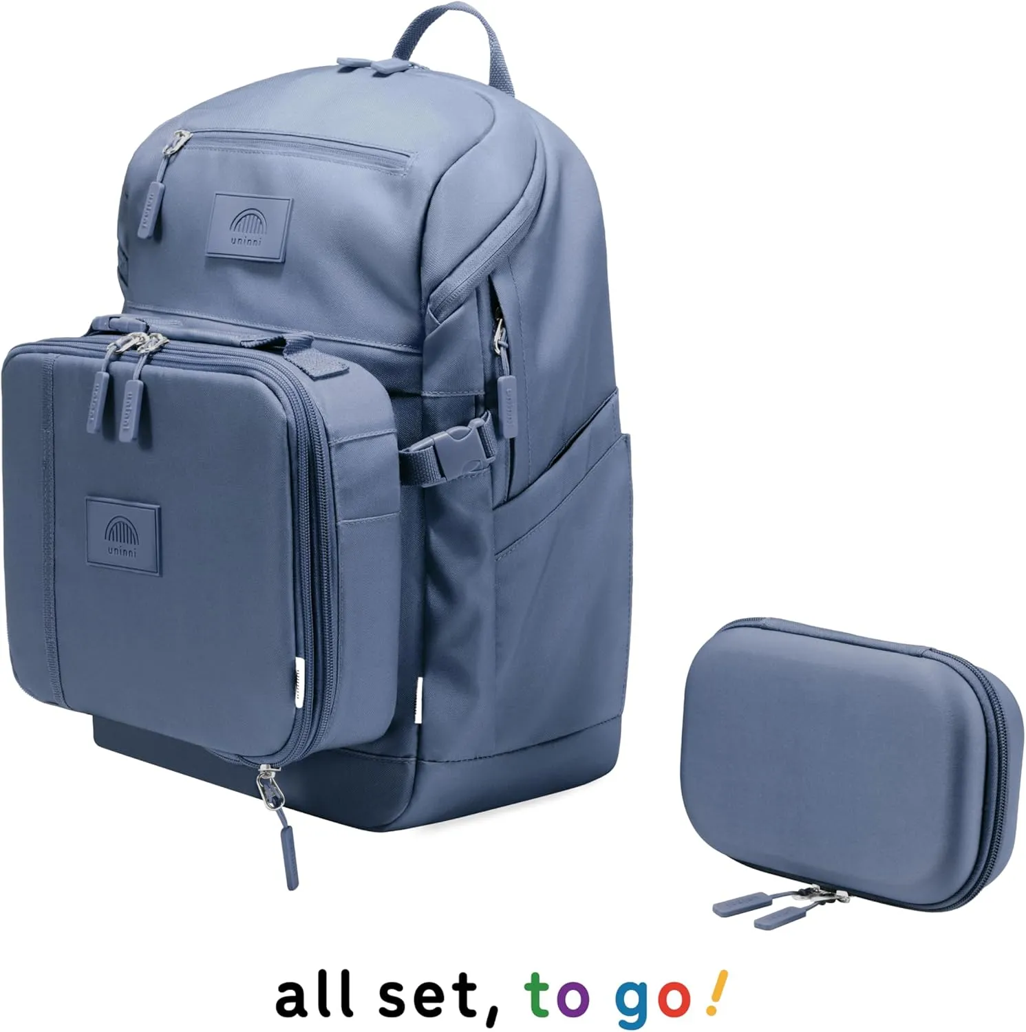 16” student backpacks, Age 8  & Adults with Padded, and Adjustable Shoulder Straps, Laptop compartment. (Navy)
