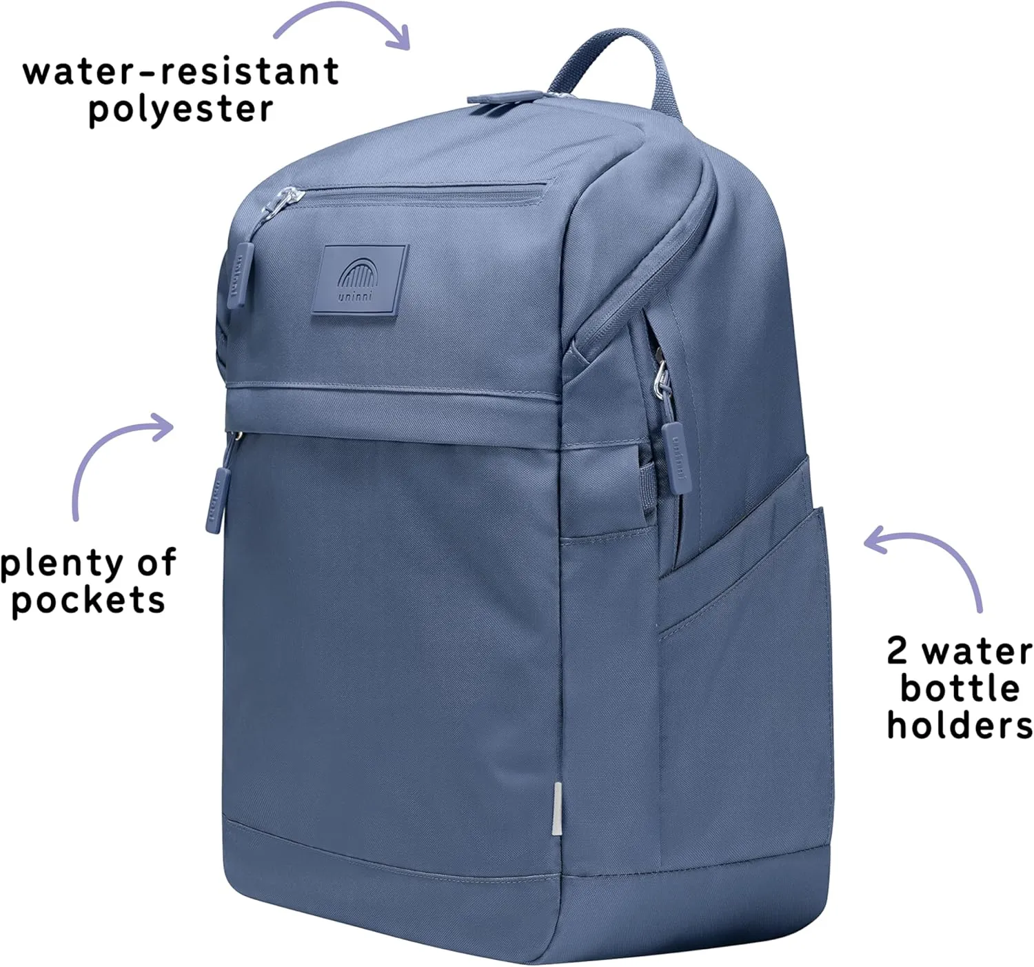16” student backpacks, Age 8  & Adults with Padded, and Adjustable Shoulder Straps, Laptop compartment. (Navy)