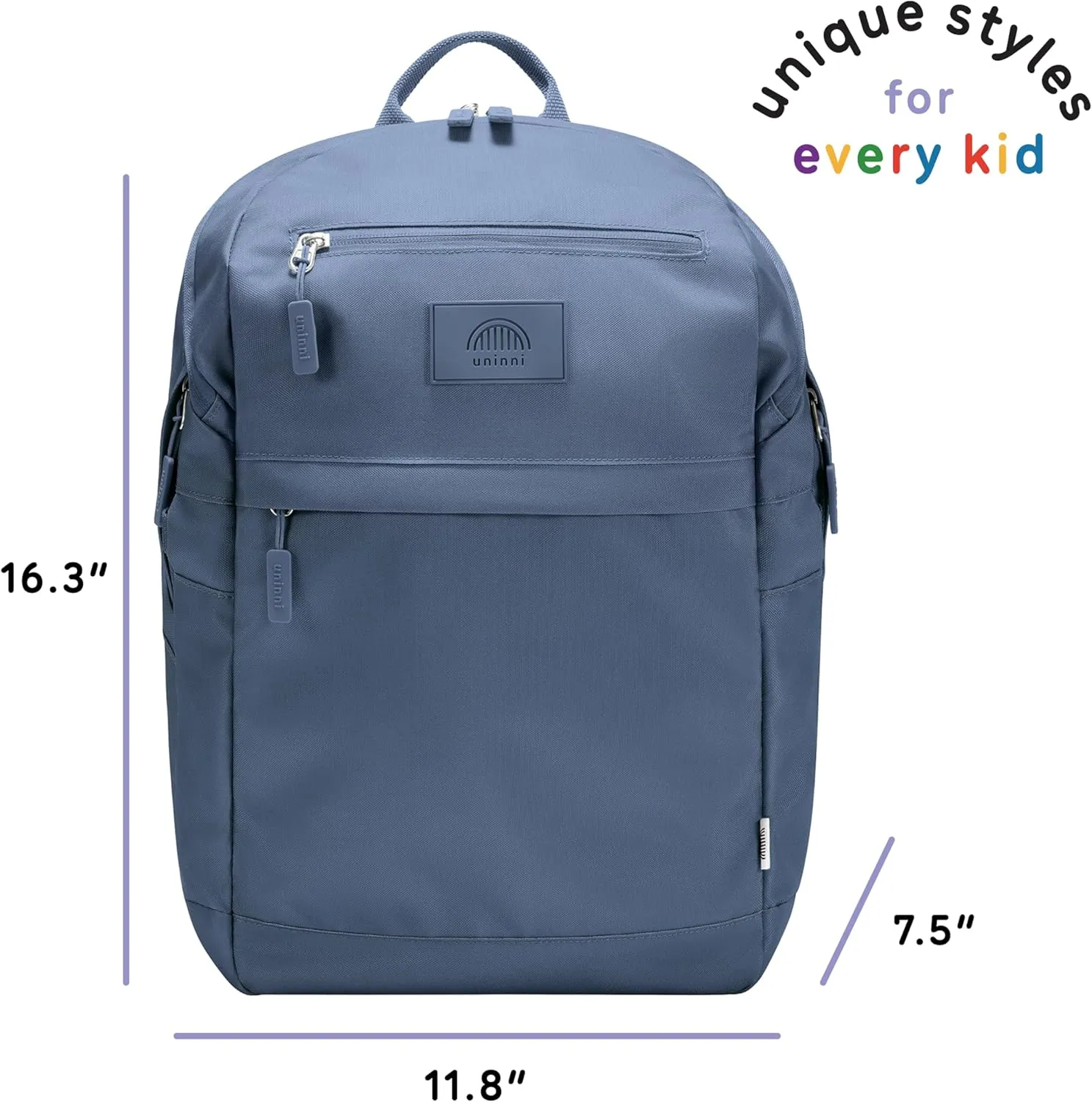 16” student backpacks, Age 8  & Adults with Padded, and Adjustable Shoulder Straps, Laptop compartment. (Navy)