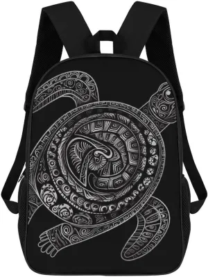 17 Inch Shoulder Backpack Characteristic Turtle Printed Waterproof Camping Bag Multi Functional Daypack for Men Women Travel Hiking Commute