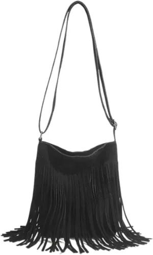 1pcs Women Fringe Hippie Cross body Bag Faux Suede Shoulder Bag suede cross body bag