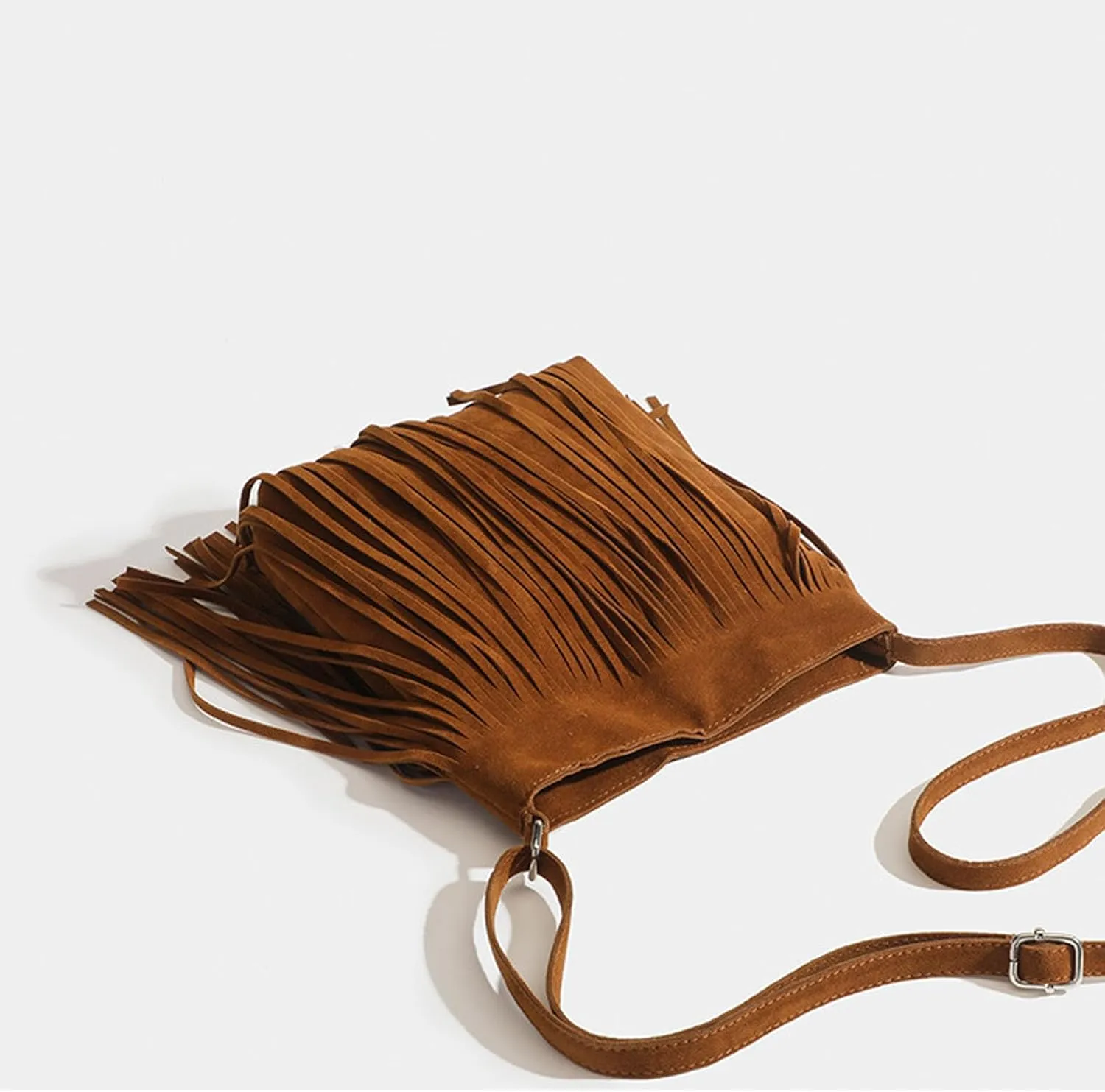 1pcs Women Fringe Hippie Cross body Bag Faux Suede Shoulder Bag suede cross body bag