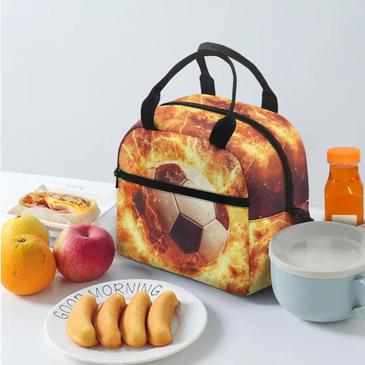 1st Grade Soccer Backpack with Lunch Box 17 Inch School Bag for 6 Year Old Boys 3 Piece Lightweight Bookbag Set Outdoor Classroom Ergonomic