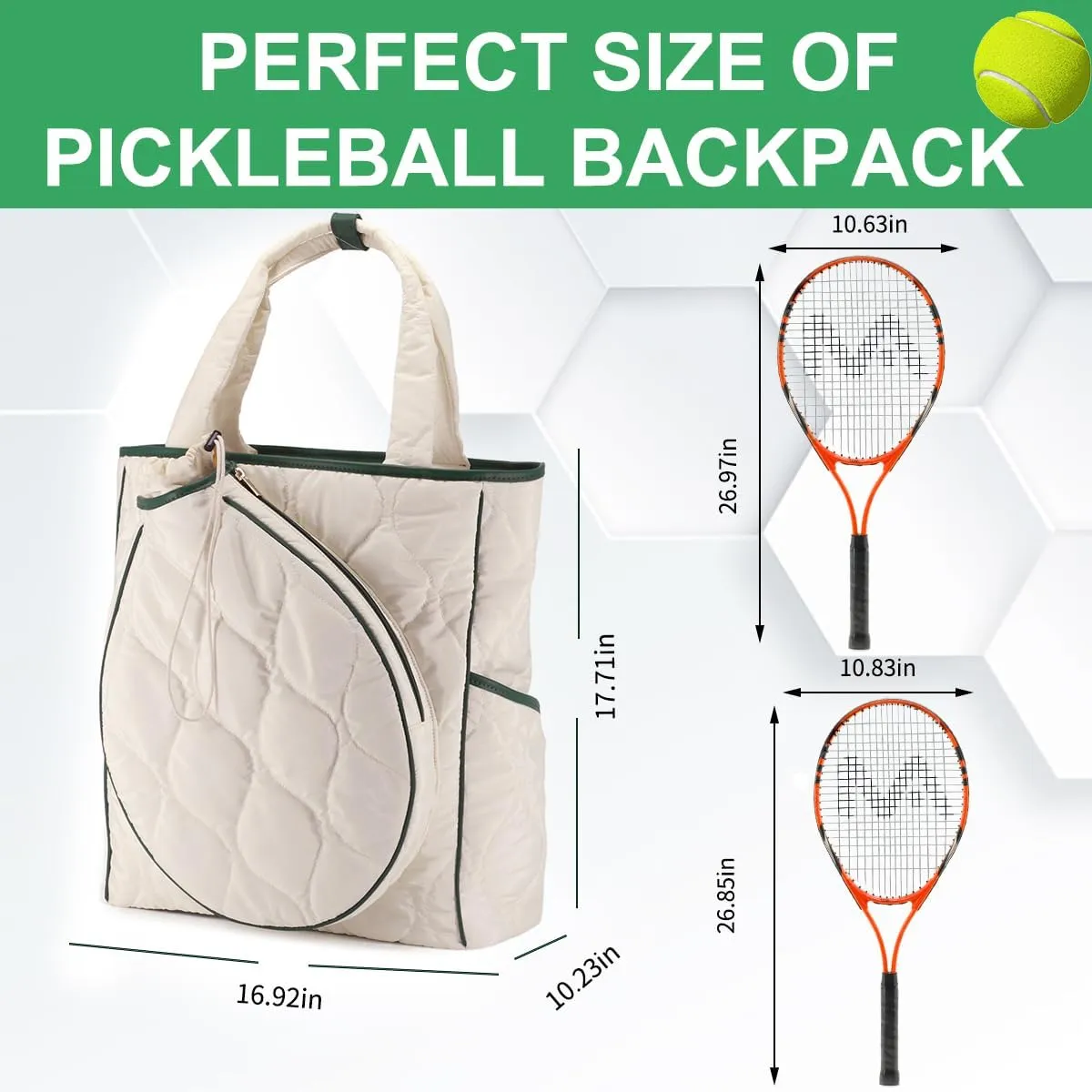 2-in-1 Tennis Tote Bag & Tennis Racket Backpack – Extra-Large Quilted Pickleball Racquet Bags, Water-Resistant & Lightweight for Men & Women