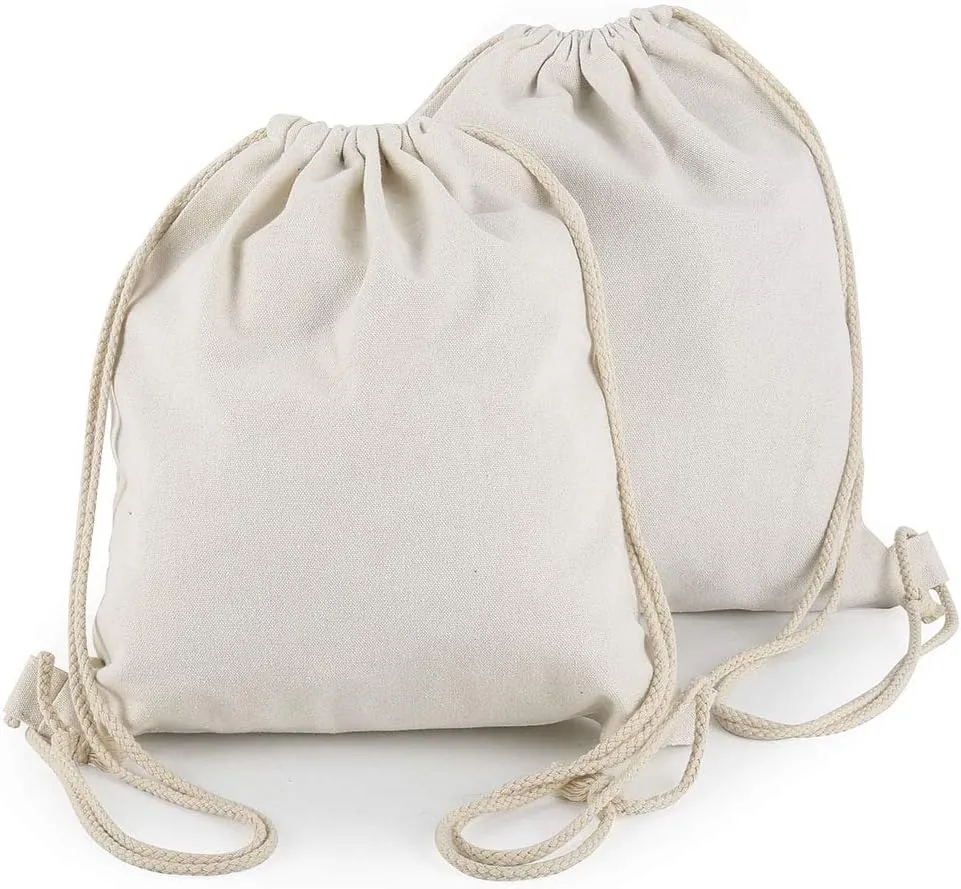 2-pack Cotton Canvas Drawstring Backpack Gym Sackpack (Purple)…