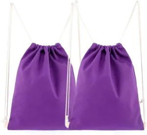 2-pack Cotton Canvas Drawstring Backpack Gym Sackpack (Purple)…