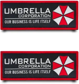 2 Pcs Umbrella Our Business is Life Itself Funny Patch Tactical Embroidered Emblem Fastener Hook & Loop Applique Military Flag Patches for Backpacks,Jacket,Vest,Bags,Clothes,Hats