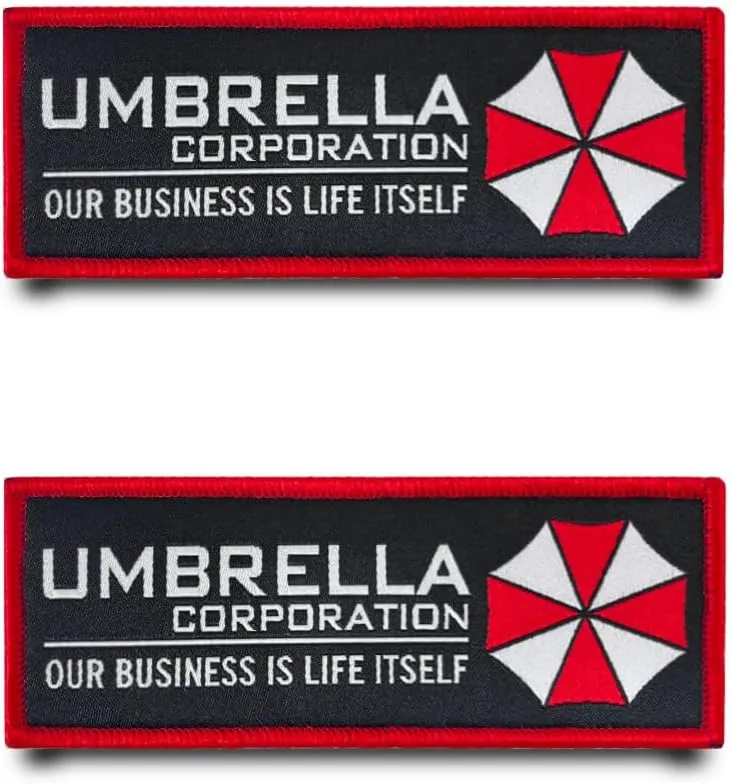 2 Pcs Umbrella Our Business is Life Itself Funny Patch Tactical Embroidered Emblem Fastener Hook & Loop Applique Military Flag Patches for Backpacks,Jacket,Vest,Bags,Clothes,Hats