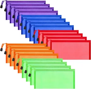 20 Pack Multicolored Zipper Mesh Pouch, Zipper Pencil Pouches Pen Bags, Multipurpose Travel Bags for Cosmetic School Office Supplies and Travel Accessories, 10 Colors (Assorted F)
