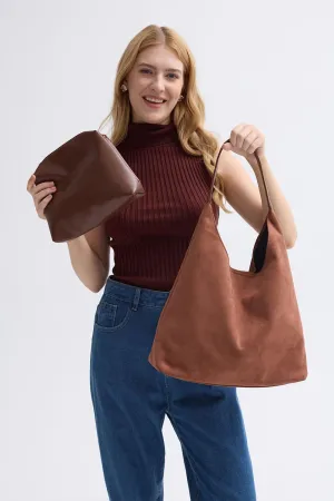 2024 New Suede Hobo Bag for Women Slouchy Purse Fall Office Tote Handbag