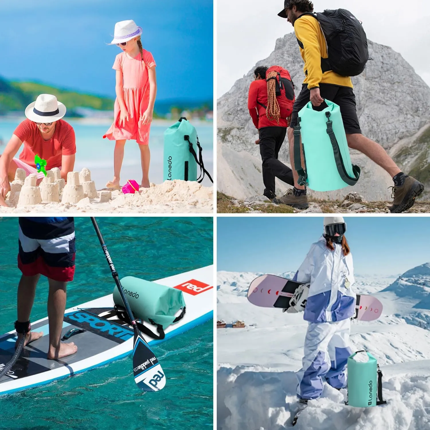 20L/30L Dry Bag Large Waterproof Bag Roll-Top Heavy Duty Fishing Duffel Bag with Durable Straps for Kayaking Paddle boarding Boating Rafting Fishing (Lake blue, 30L)