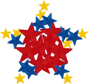 24PCS Star Iron On Patches - Star Decoration - Embroidered Patches for DIY Crafts, Backpacks, Bags, Hats, Coats, Clothes - Red, White, Blue - 3 Sizes