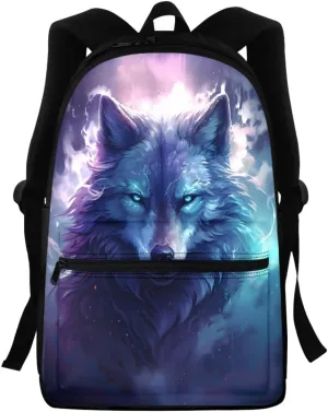 3D Wolf Print Backpackfor Teens Boys Lightweight Backpacks Daypack Bookbag Shoulder Bags Birthday Gift,Purple Galaxy Wolf