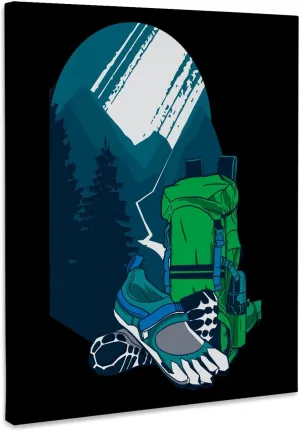 3dRose, Hiking Hike Travel with Backpack and Shoes Forest, Museum Grade Canvas Wrap 16x20