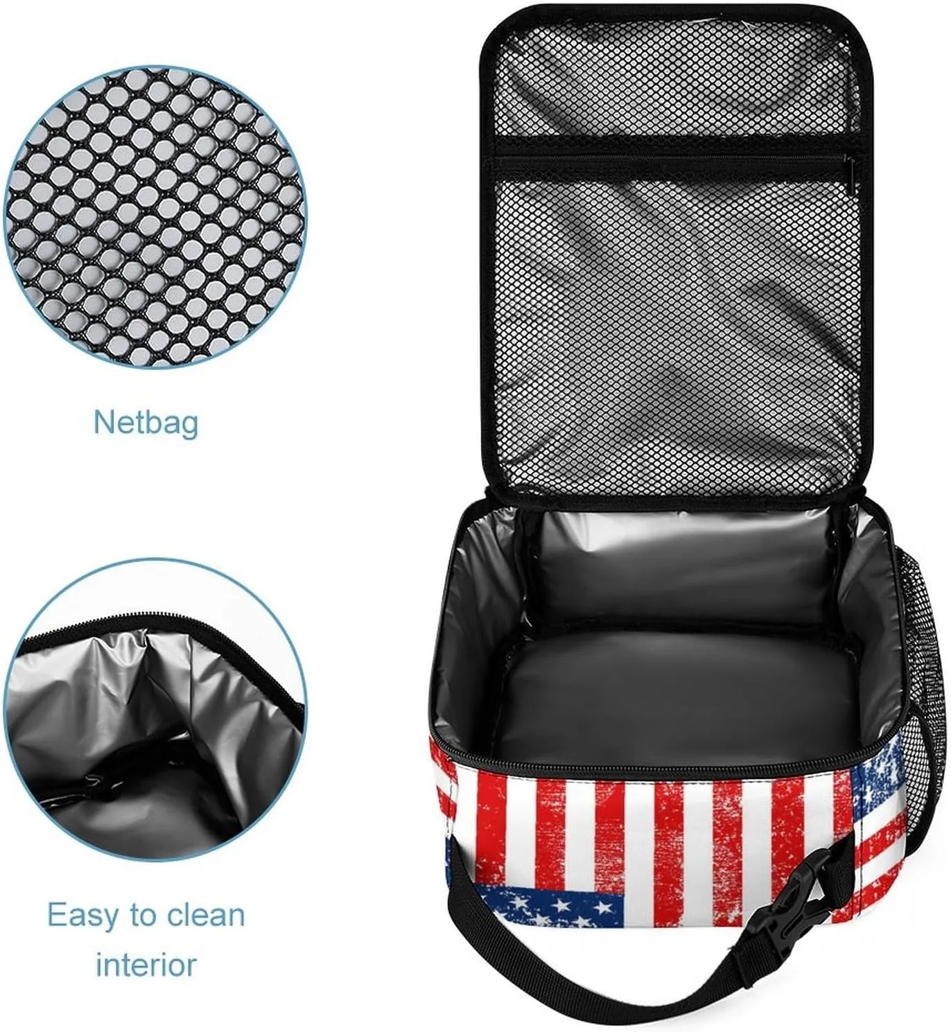 3PCS American Flag Backpack Set, Lightweight Durable Daypack Cute Laptop Bag with Lunch Bags, Stylish Shoulders Backpack with Multiple Pockets(Classic American Flag)