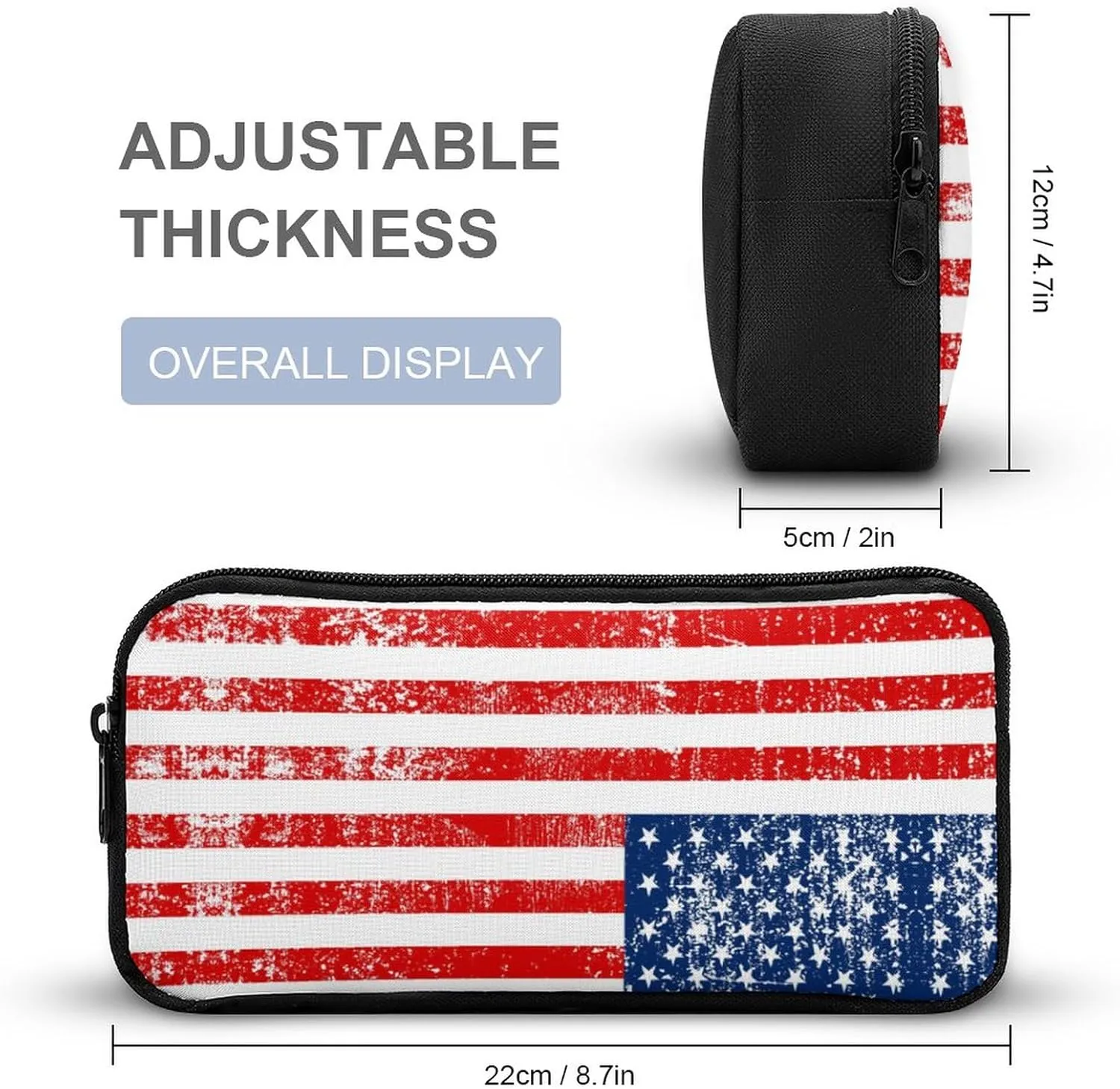 3PCS American Flag Backpack Set, Lightweight Durable Daypack Cute Laptop Bag with Lunch Bags, Stylish Shoulders Backpack with Multiple Pockets(Classic American Flag)