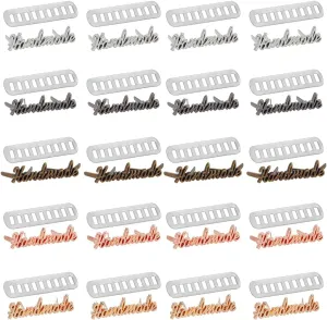 5 Colors, 4pcs/Color Handmade Metal Letter Tags Label with Shim Zinc Alloy Hand Made Purse Bags Sewing Labels for DIY Craft Jewelry Making Shoes Jeans