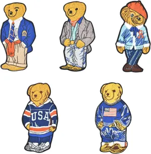 5PCS Fashion Bears Embroidered Patches for Clothing, Sew on/Iron on Patches for Clothing, T-Shirts, Jackets, Backpacks, Jeans, Hats, Clothes Decorations