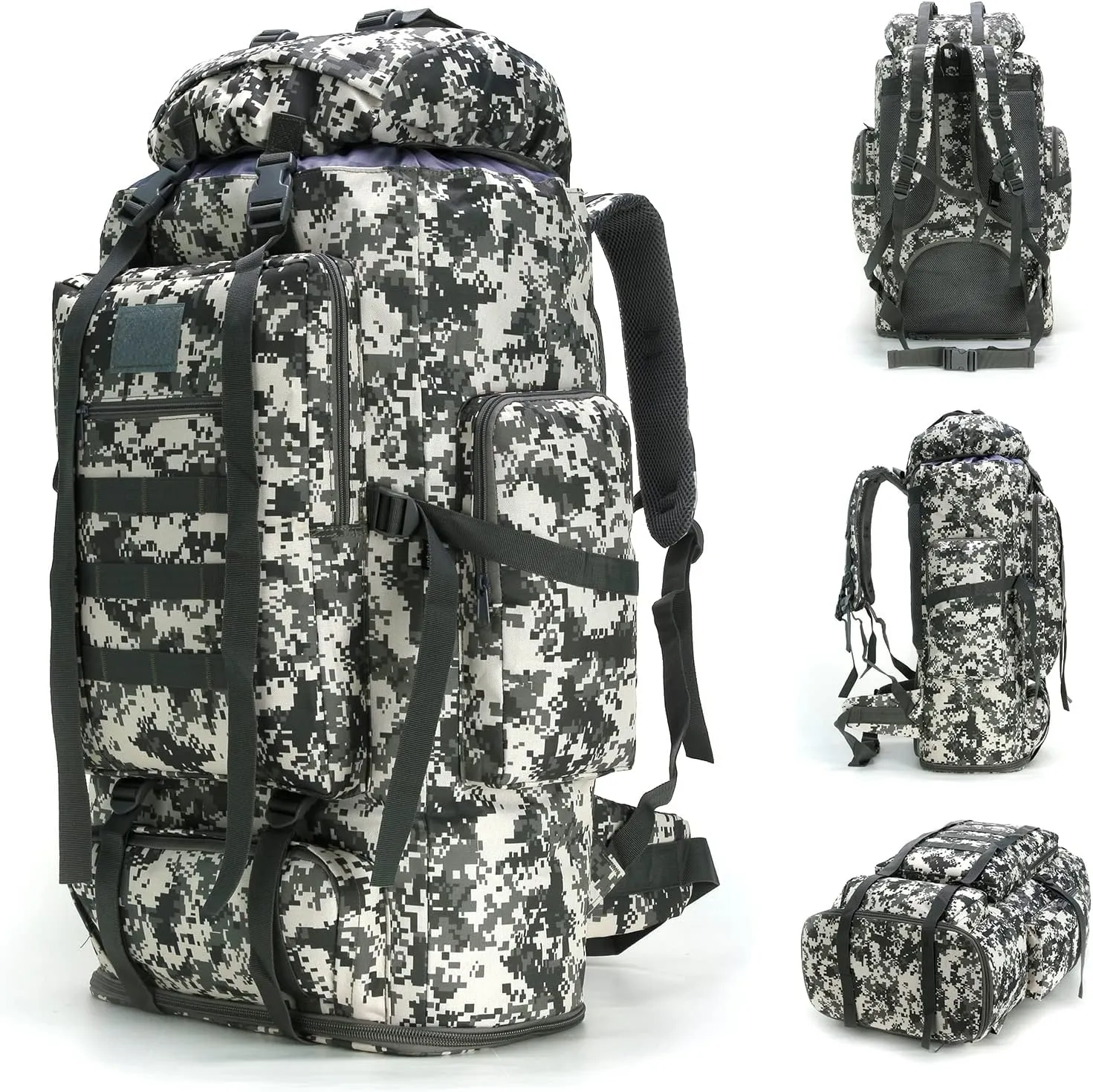 70L/100L Hiking Camping Backpack MOLLE Rucksack Waterproof Daypack for Traveling (City Camo)