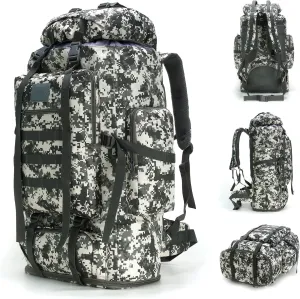 70L/100L Hiking Camping Backpack MOLLE Rucksack Waterproof Daypack for Traveling (City Camo)