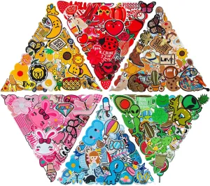 80PCS Random Assorted Styles Embroidered Patches, Bright Colors, Sew/Iron on Applique Patches for Dresses, Backpacks, Hats, Jeans