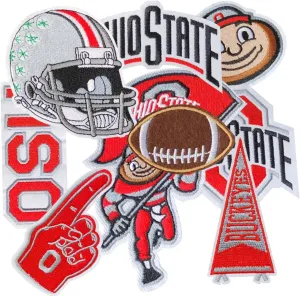 9PCS Ohio Iron on Patches, Football Patches for Jeans, T-Shirts, Backpacks, Hats and More
