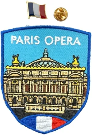 A-ONE 2 PCS Pack- Paris Opera Shield Applique France Flag Lapel Pin, Paris Iconic Site Souvenir, Landmark Serie Accessoris Badge, Suit on Clothes Laptop Bags Walls Suits NO.301P