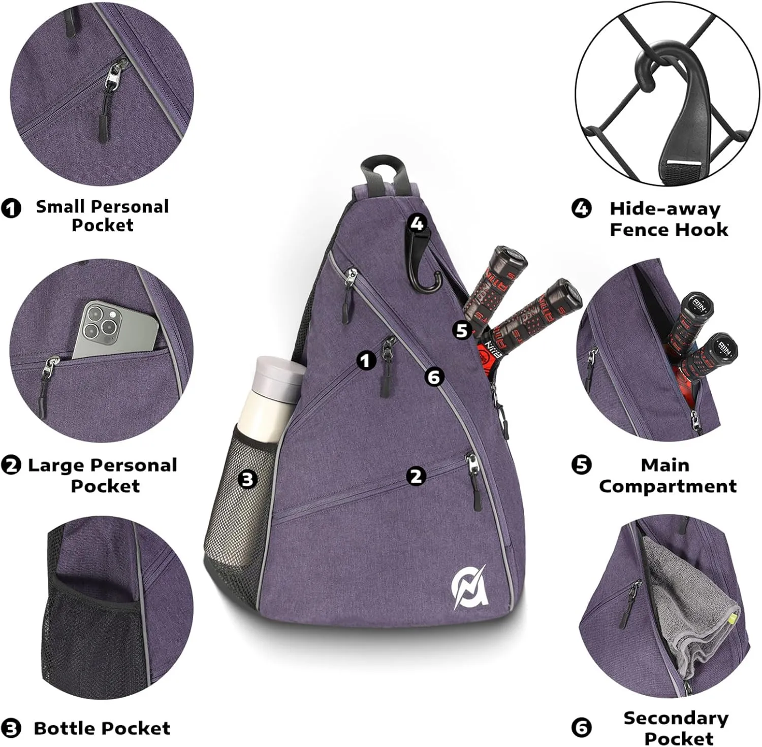A11N SPORTS Pickleball Bag, Reversible Crossbody Sling Bag/Backpack for Women Men