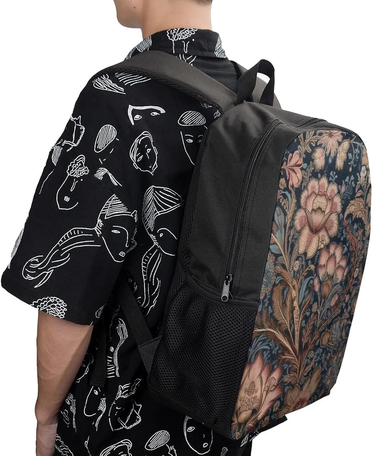 Abstract Floral Pattern Backpack Lightweight Casual Laptop Business Daypack Travel Daypack for Women Men