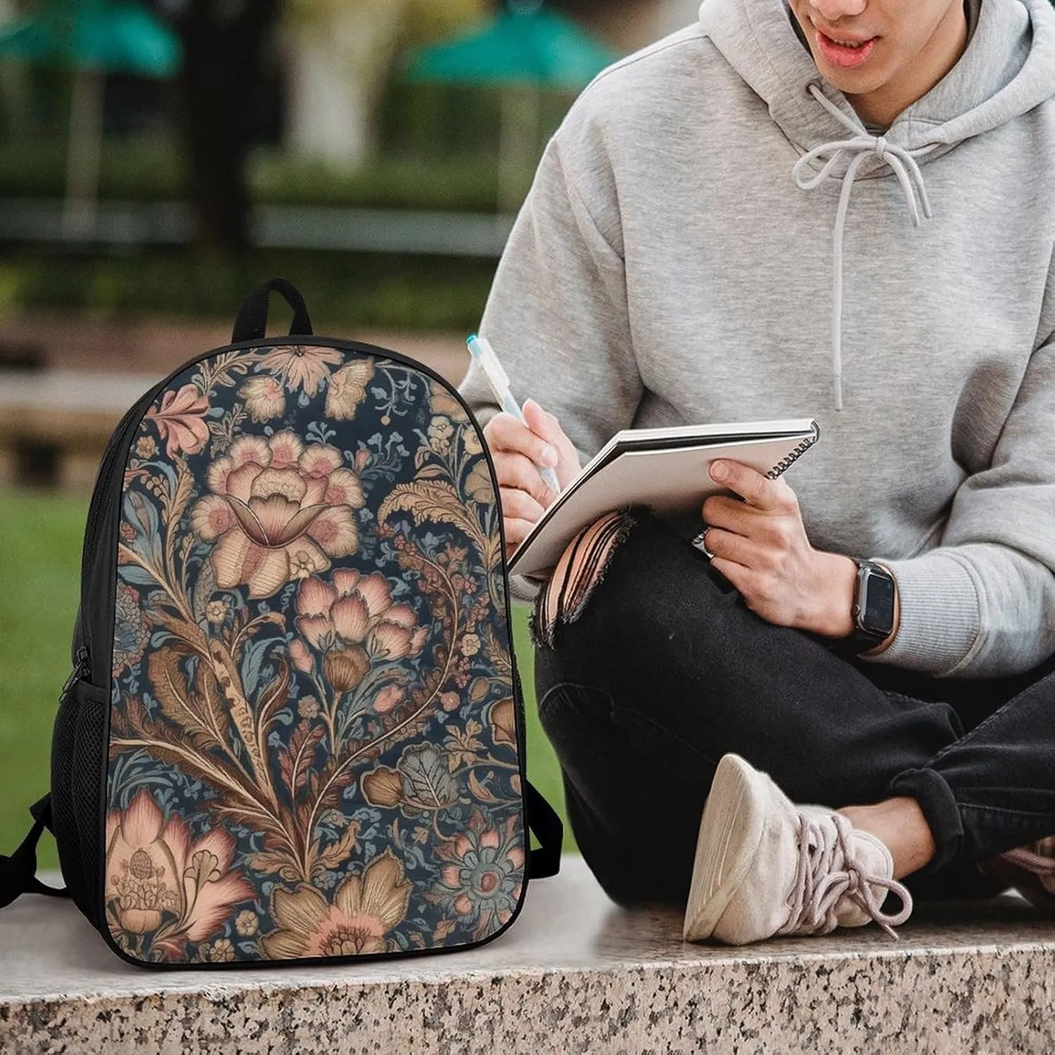 Abstract Floral Pattern Backpack Lightweight Casual Laptop Business Daypack Travel Daypack for Women Men