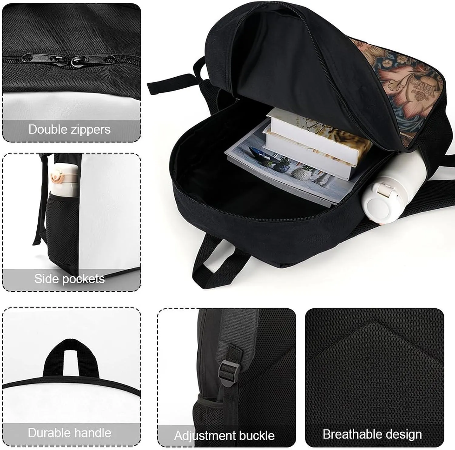Abstract Floral Pattern Backpack Lightweight Casual Laptop Business Daypack Travel Daypack for Women Men