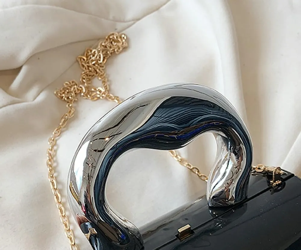 Acrylic Clutch Tote for Women - Silver Crossbody Shoulder Bag, Hobo Satchel, Y2k Style Purse 2025