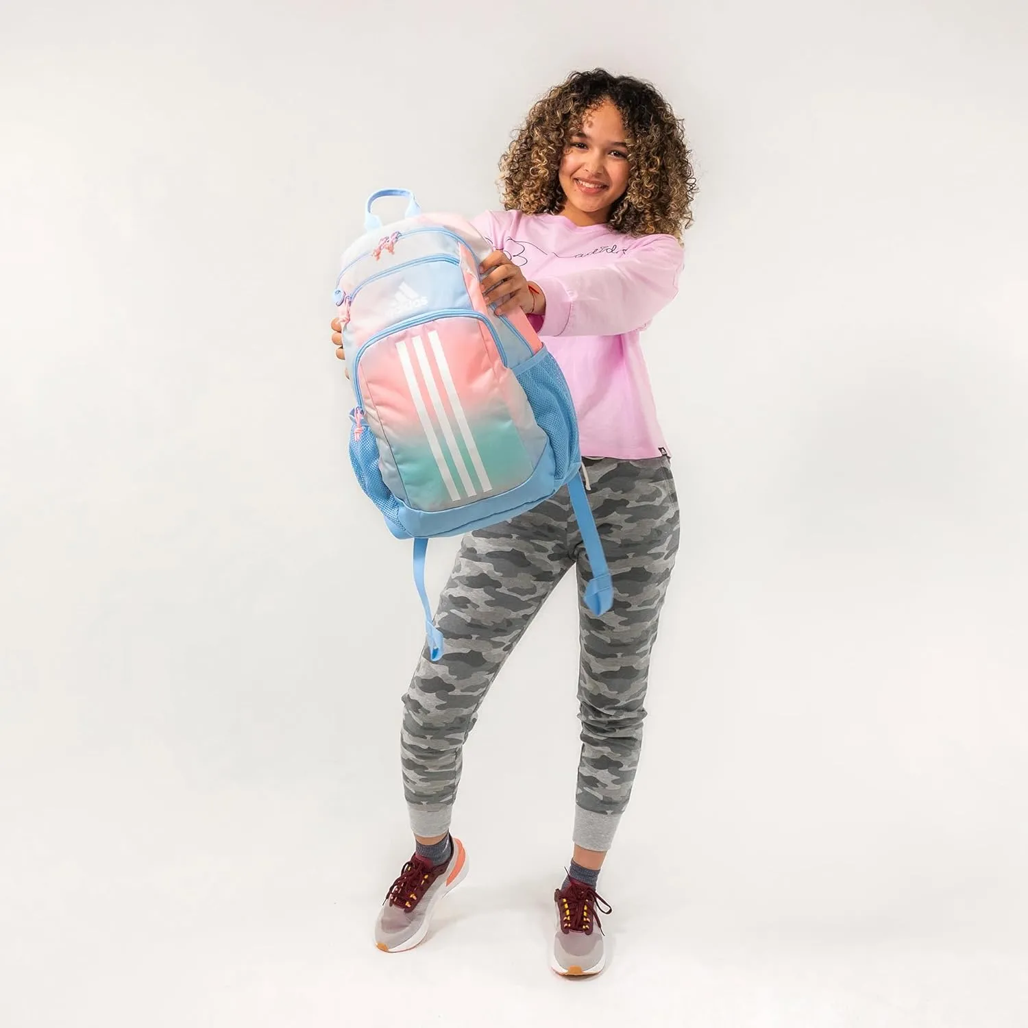 adidas Creator Comfortable and Durable Small Athletic Bag or Laptop Backpack for Women and Men, Dazed Gradient Clear Sky/Clear Sky Blue/Pink Spark, One Size