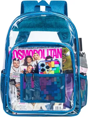 AGSDON Clear Backpack, Heavy Duty Transparent Bookbag, See Through PVC Backpacks for Women Men
