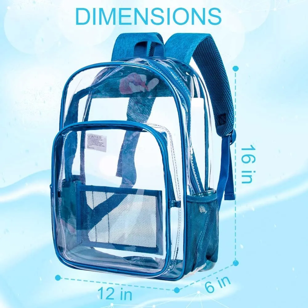 AGSDON Clear Backpack, Heavy Duty Transparent Bookbag, See Through PVC Backpacks for Women Men