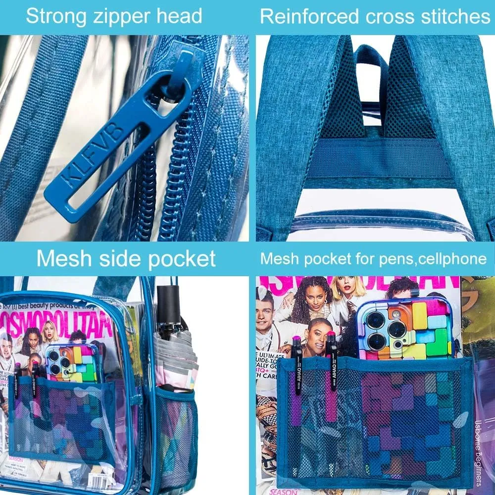 AGSDON Clear Backpack, Heavy Duty Transparent Bookbag, See Through PVC Backpacks for Women Men