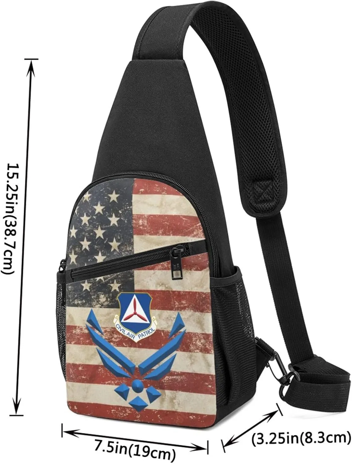 Air Force Civil Air Patrol Sling Bag Crossbody Backpack Shoulder Casual Daypack Bags for Men