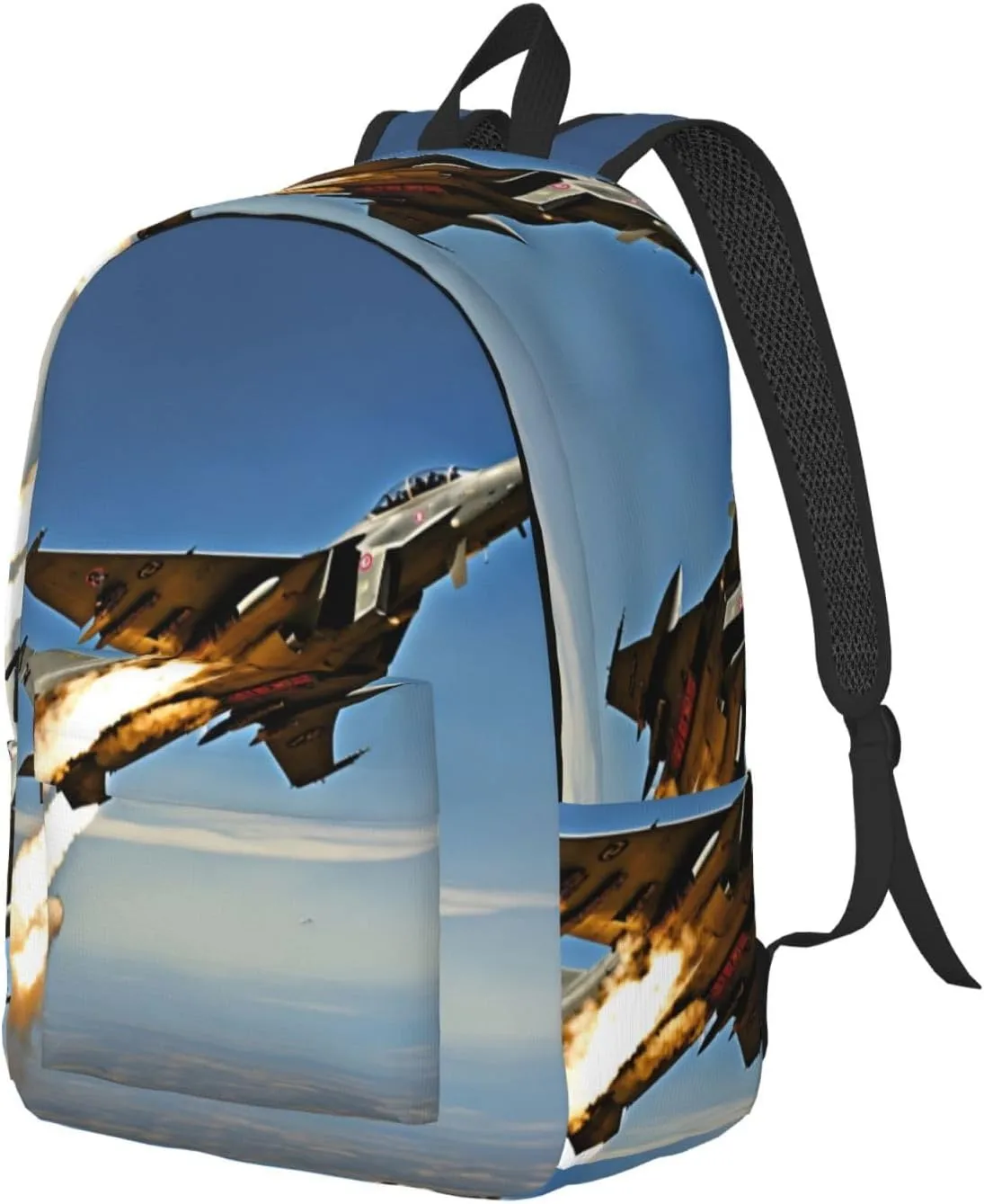Aircraft Fighter Jets Print Vintage Canvas Backpack,Travel Bag,Stylish And Lightweight With Multiple Pockets