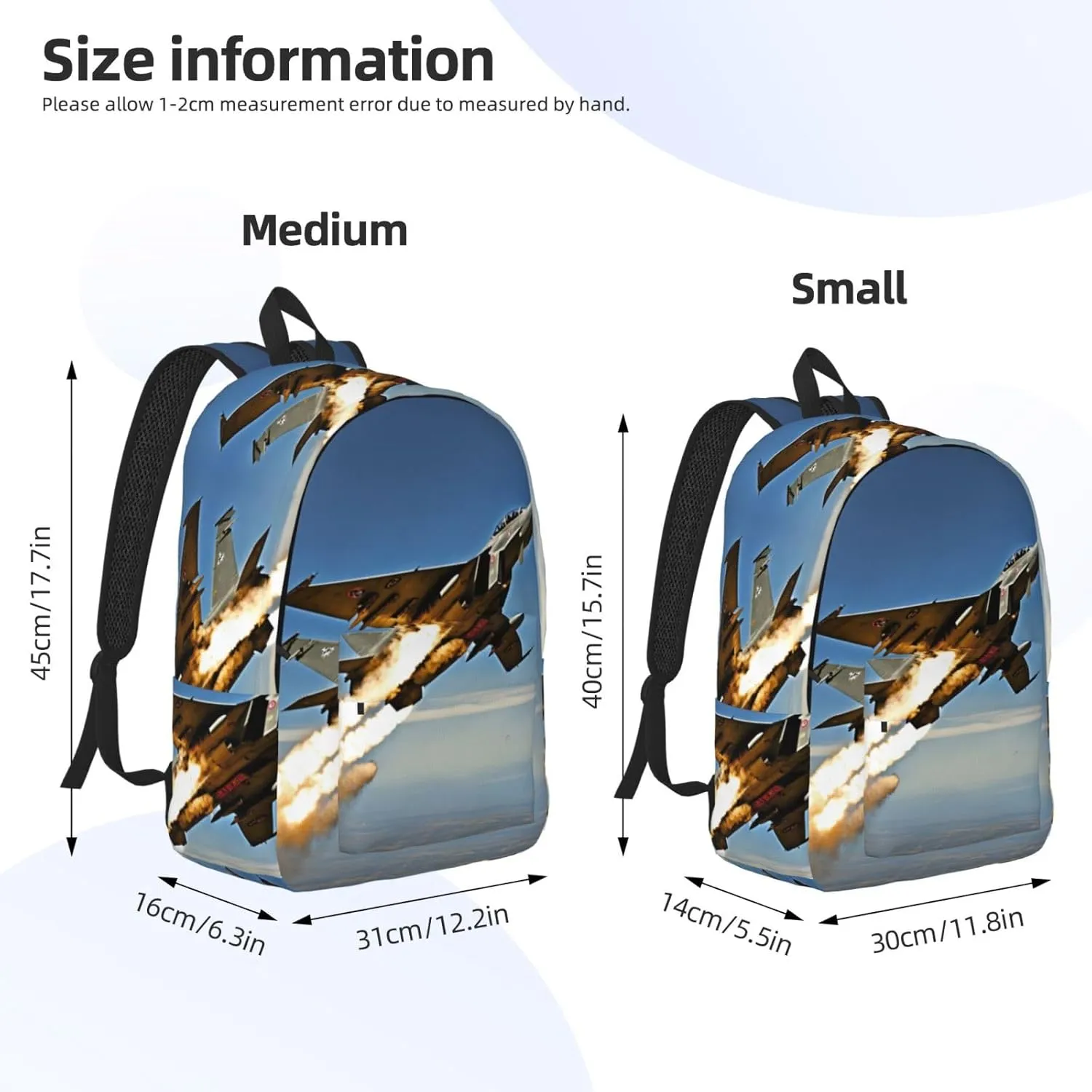Aircraft Fighter Jets Print Vintage Canvas Backpack,Travel Bag,Stylish And Lightweight With Multiple Pockets