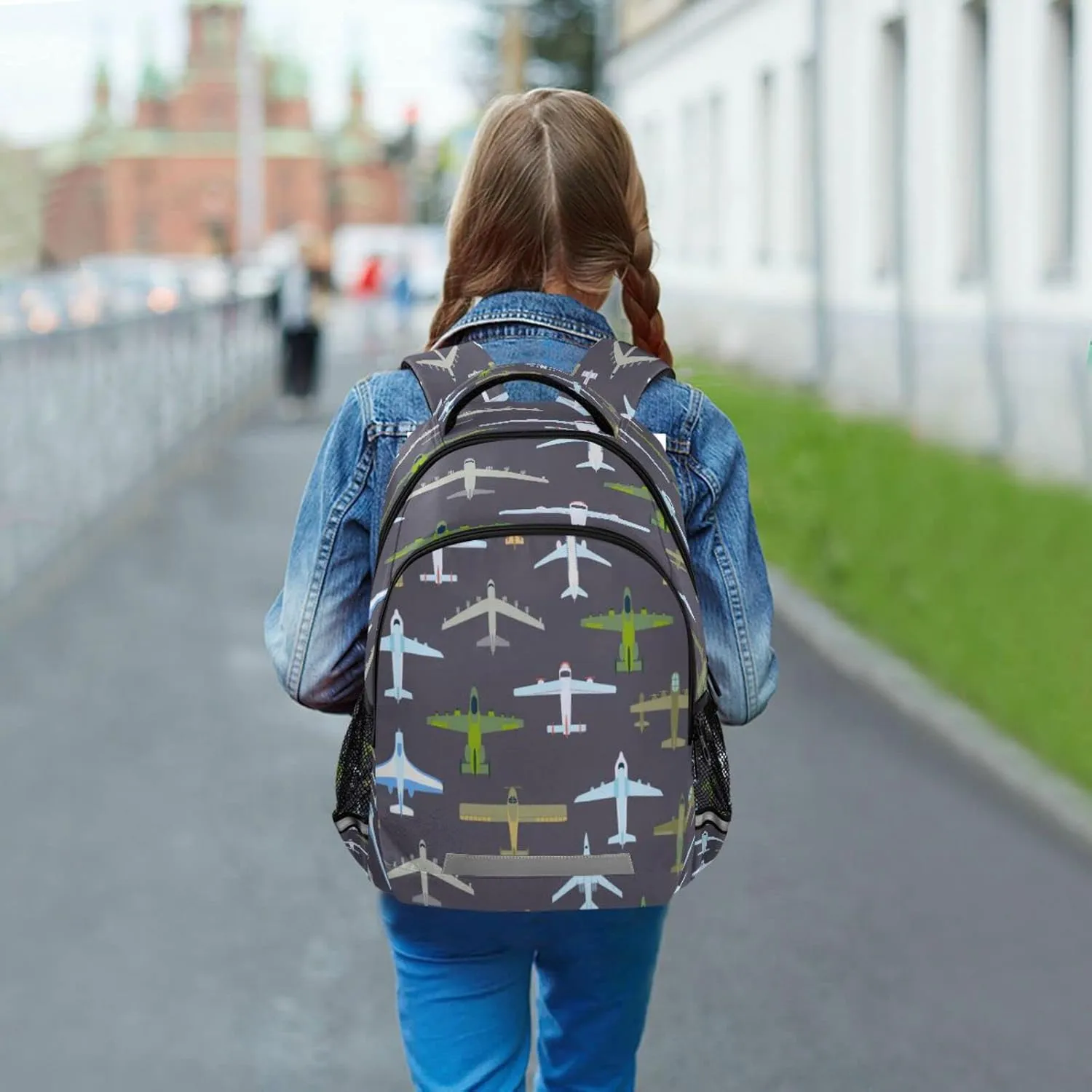 Airplane Backpack for Girls Kids Boys School Bookbags, Student Laptop Backpack Carrying Bag Casual Lightweight Travel Sports Day Packs