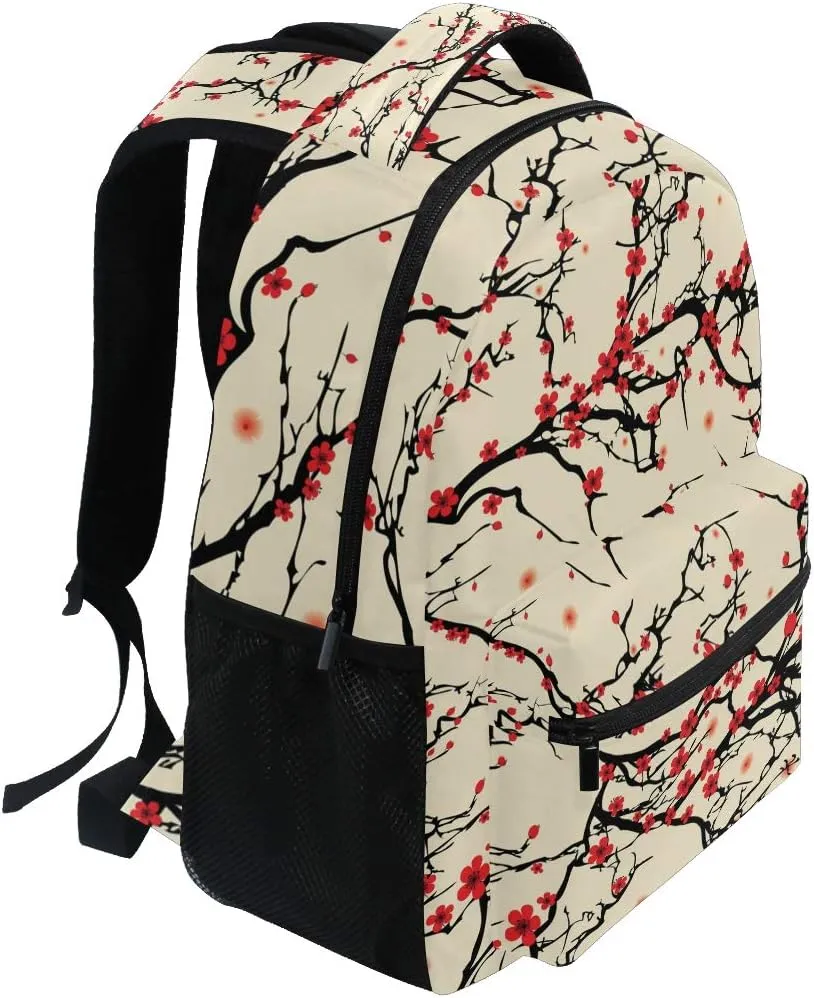ALAZA Japanese Cherry Blossom Sakura Vintage Large Backpack Personalized Laptop iPad Tablet Travel School Bag with Multiple Pockets