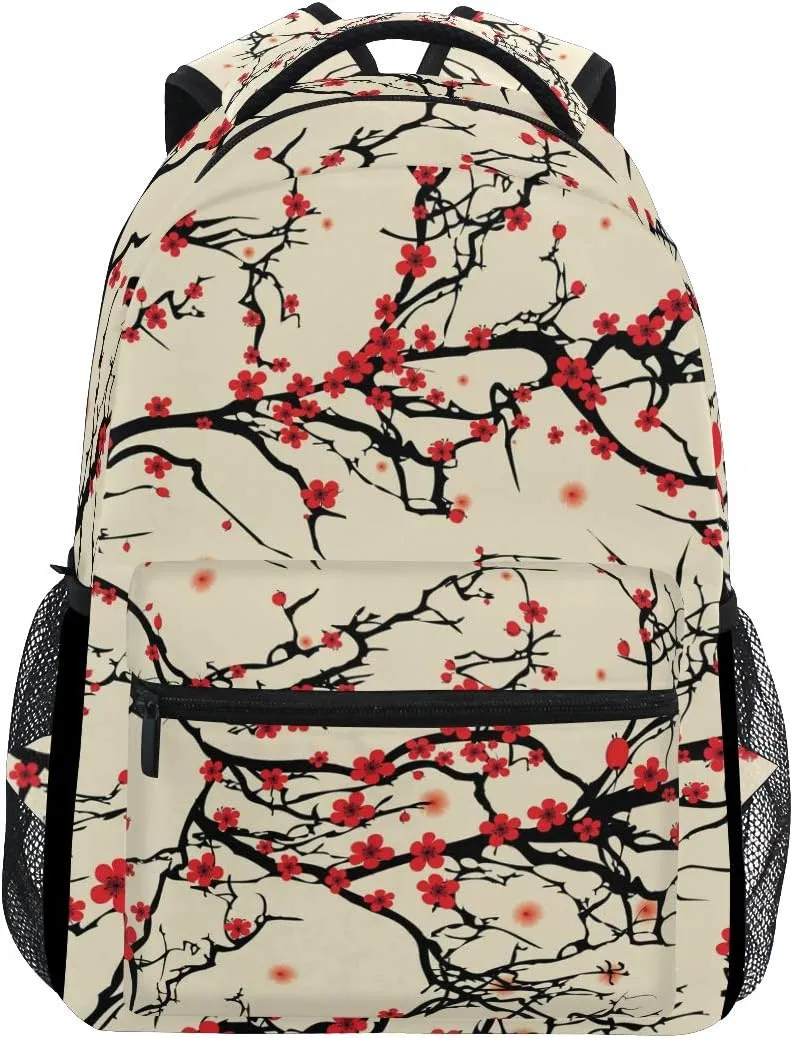 ALAZA Japanese Cherry Blossom Sakura Vintage Large Backpack Personalized Laptop iPad Tablet Travel School Bag with Multiple Pockets