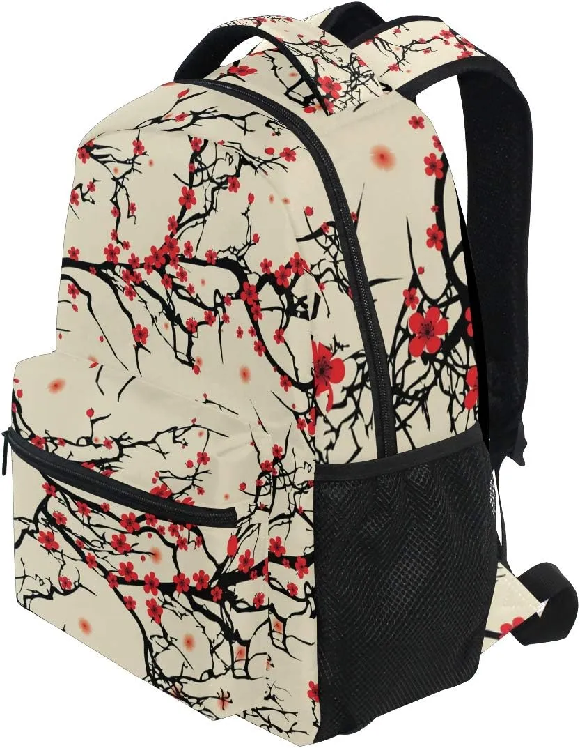 ALAZA Japanese Cherry Blossom Sakura Vintage Large Backpack Personalized Laptop iPad Tablet Travel School Bag with Multiple Pockets
