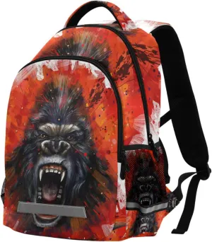 ALAZA King Kong Backpack Gorilla Tag Backpack for Boys Elementary School Bag Kids Bookbag Personalized Laptop Travel Daypack Students Rucksack