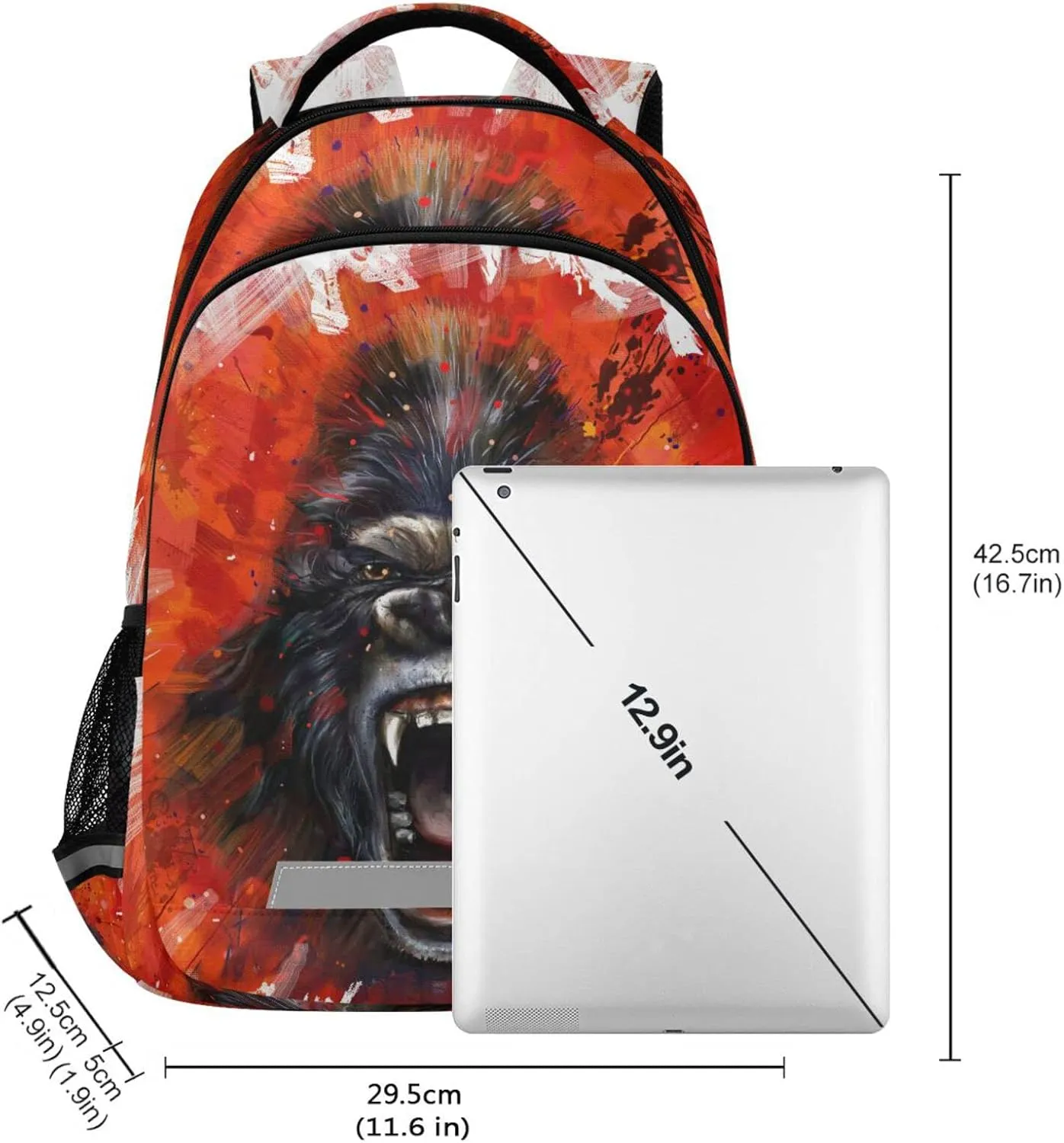ALAZA King Kong Backpack Gorilla Tag Backpack for Boys Elementary School Bag Kids Bookbag Personalized Laptop Travel Daypack Students Rucksack