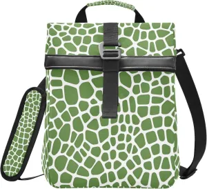 ALAZA Lizard Skin Green Pattern Rolltop Lunch Bag Insulated Lunch Box for Women Men Reusable Cooler Tote Bag with Adjustable Shoulder Strap for School Work Office