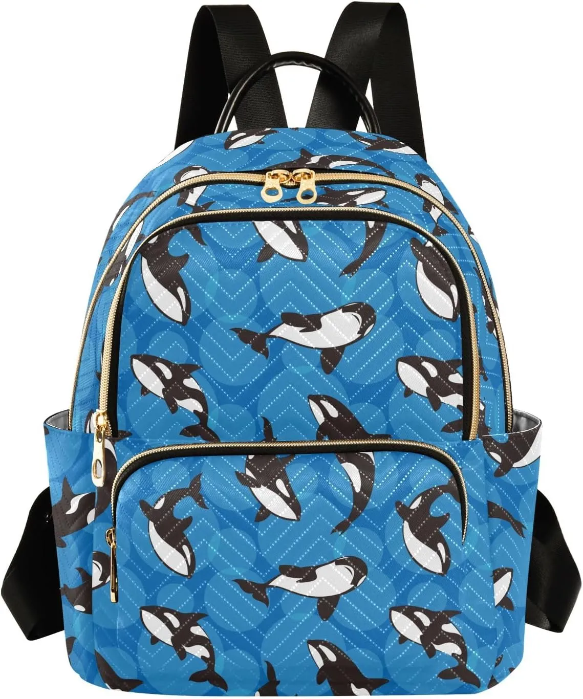 ALAZA Mini Backpack Purse for Women Lightweight Girls Small Size Orca Whale Blue School Teens College Traveling